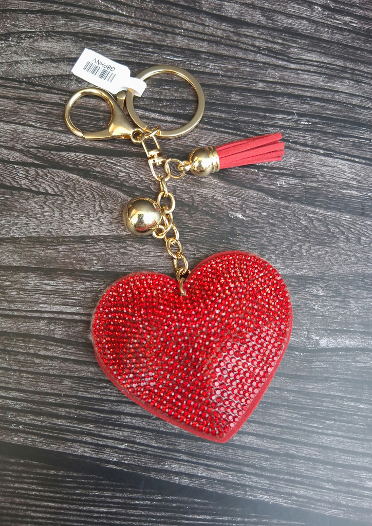 Studded Keychain - Red Heart