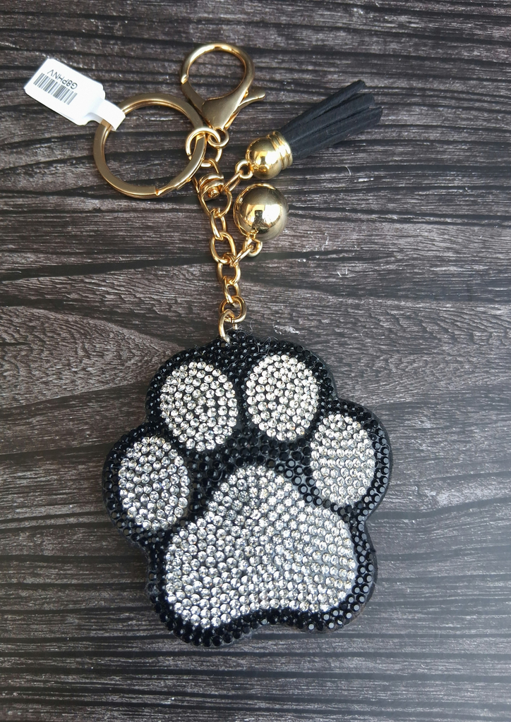 Studded Keychain - Black Dog Paw