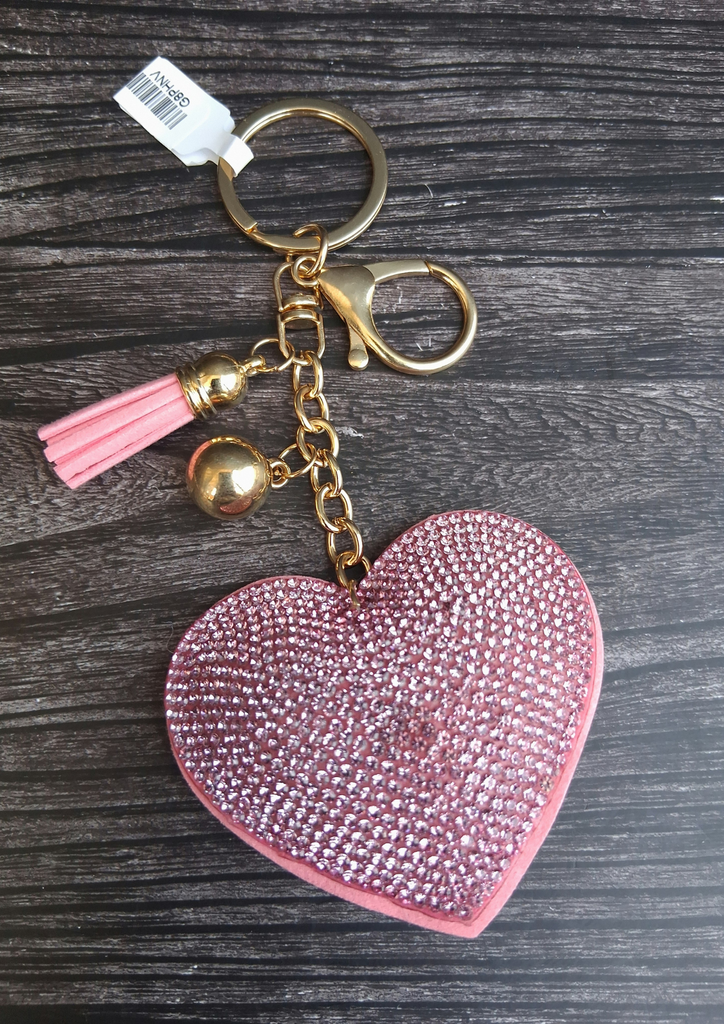 Studded Keychain - Pink Heart