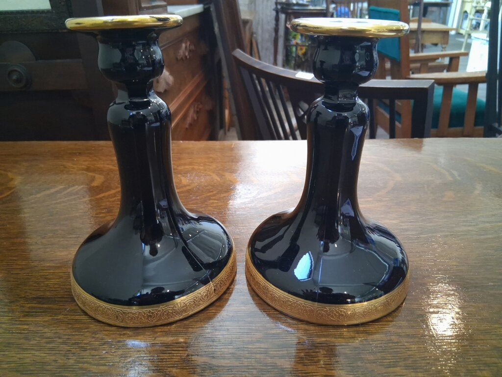 Black & Gold Candleholders (Pair)