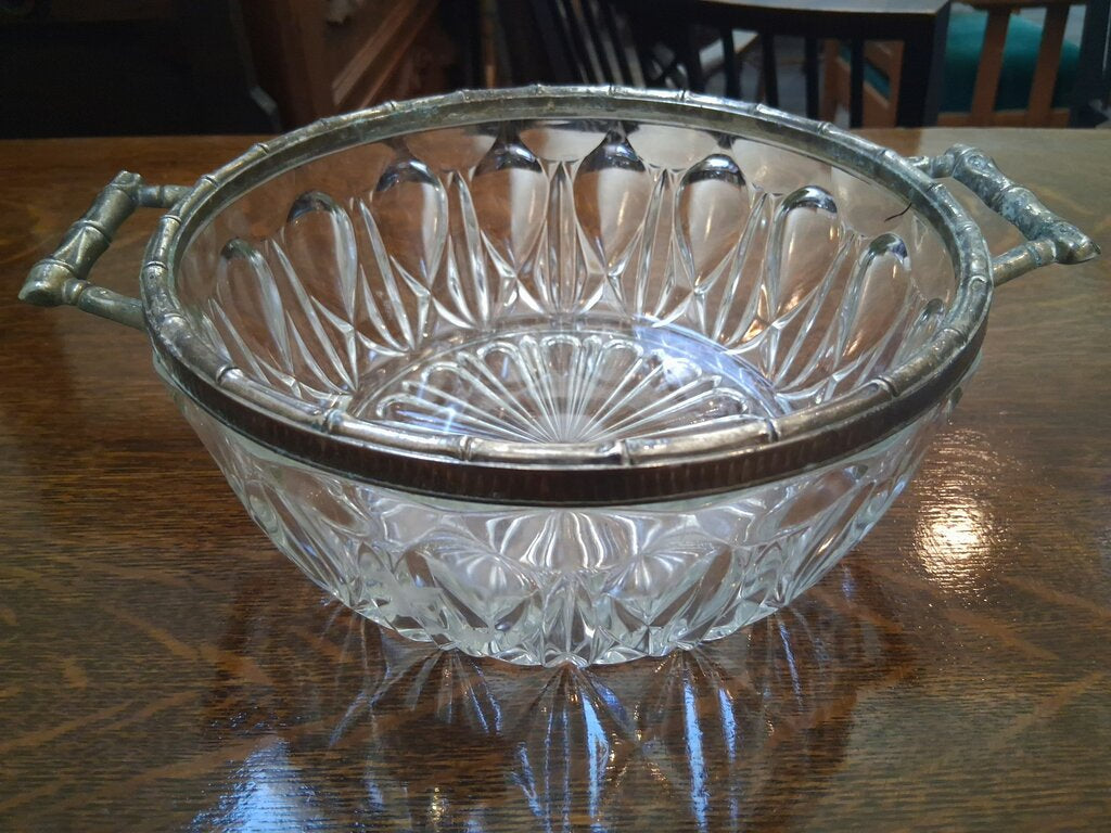 Silver bamboo cut cyrstal bowl