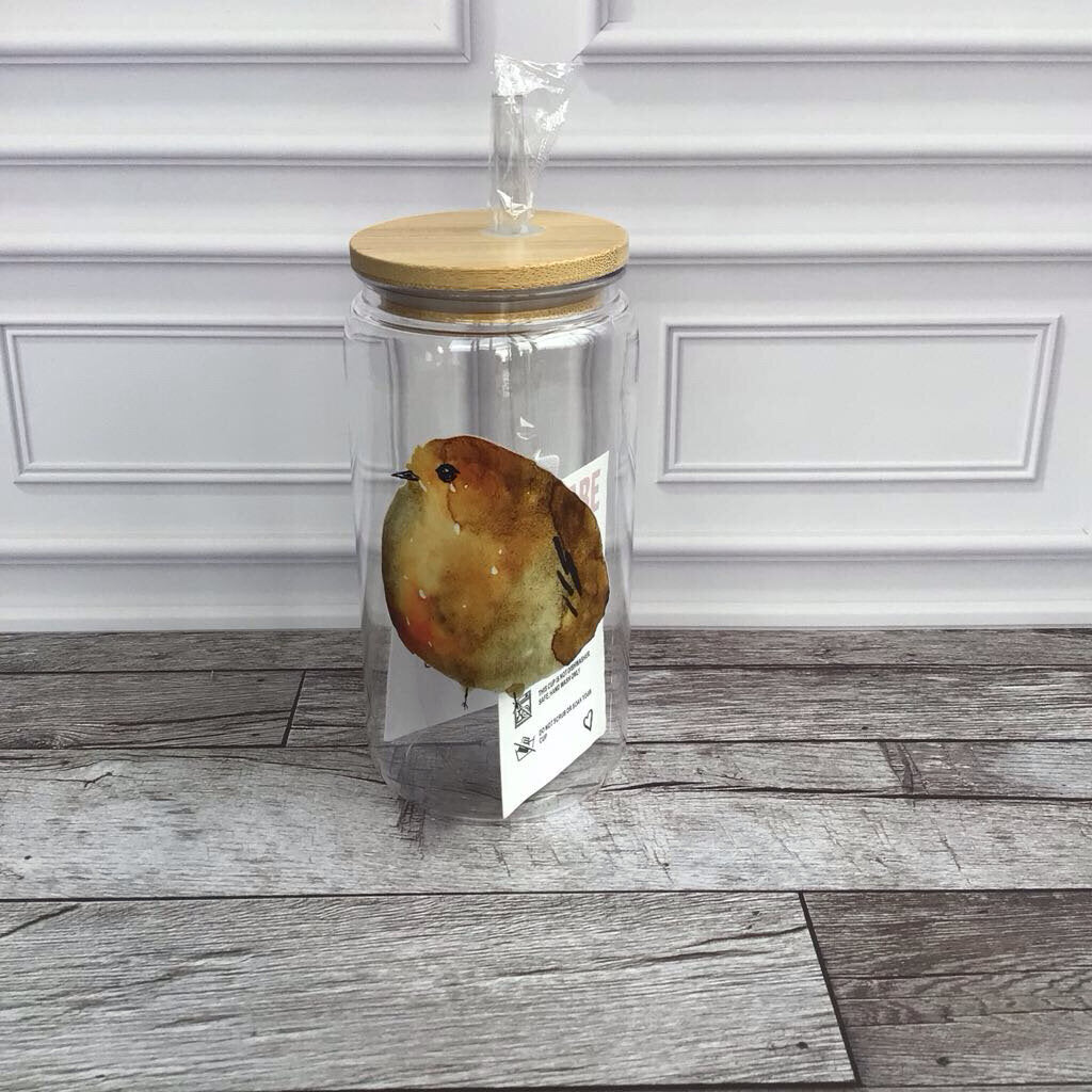 Acrylic Cup and Straw - Fatty Bird Robin