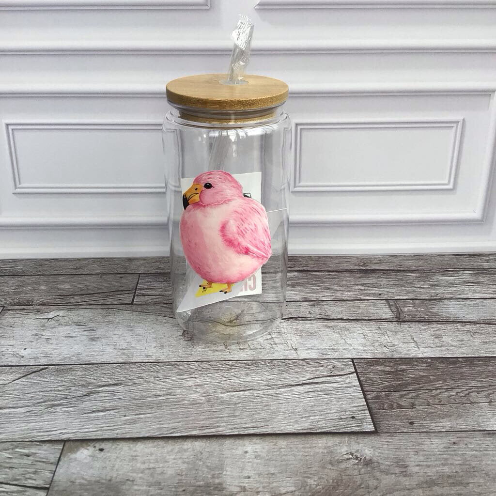 Acrylic Cup and Straw - Felicia the Flamingo