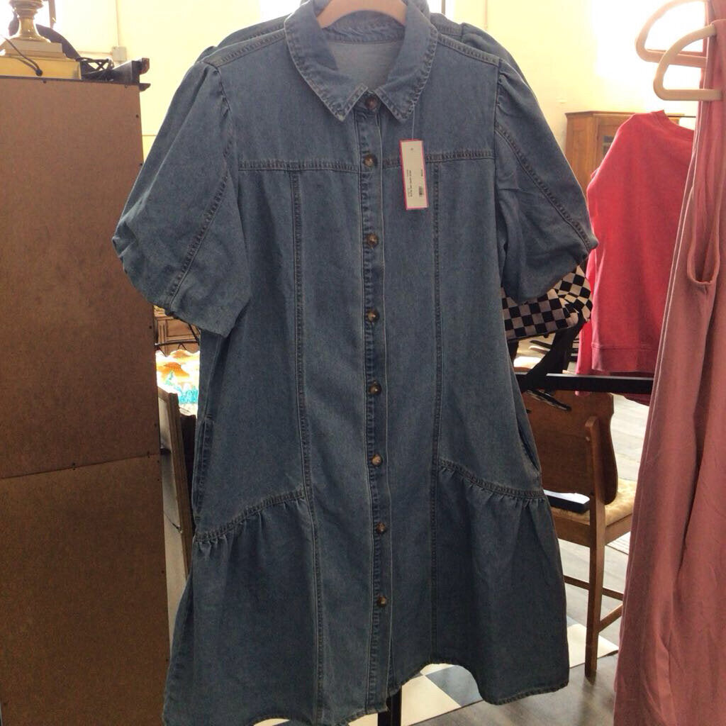 Ruffle hem denim dress