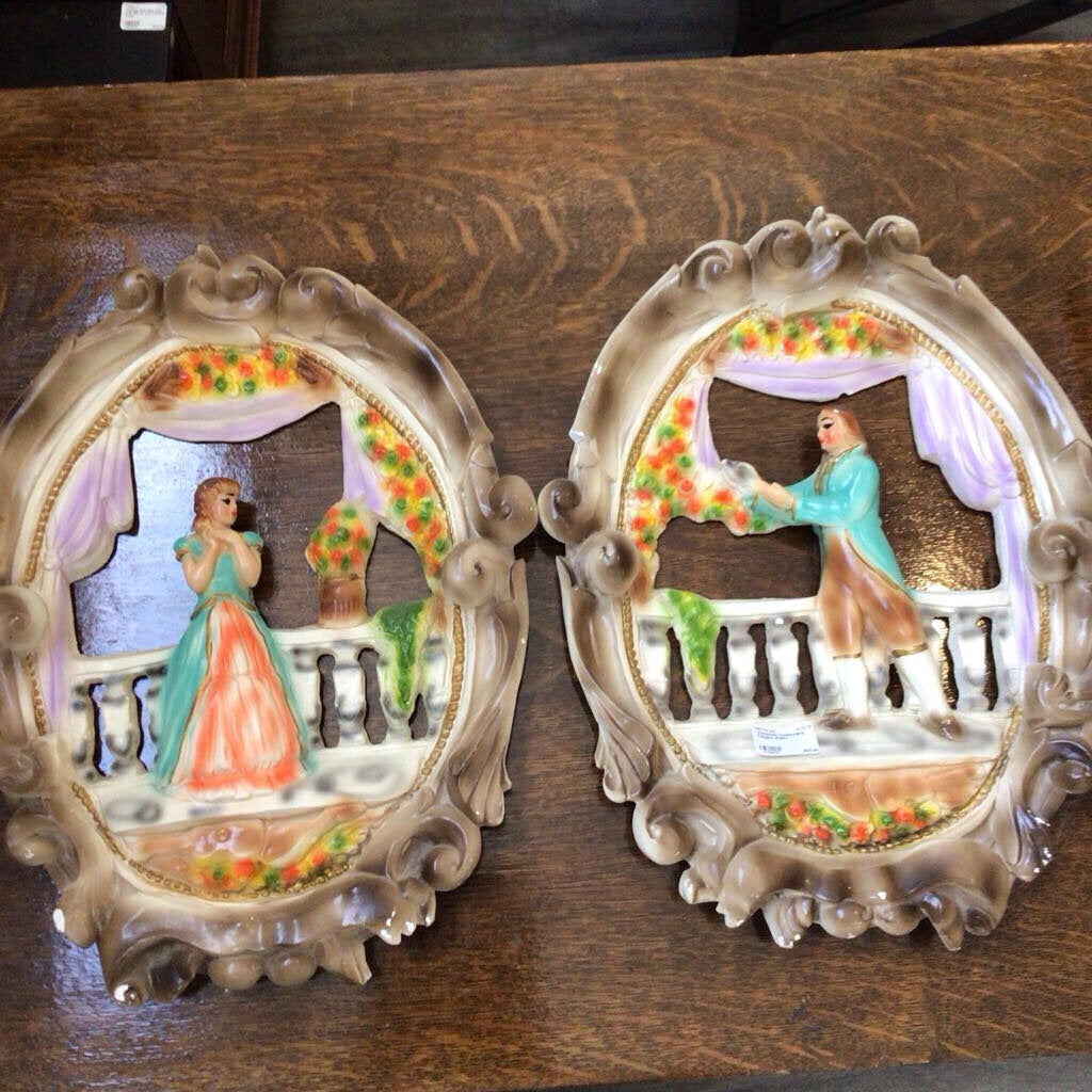 Victorian Chalkware Couple (Pair)