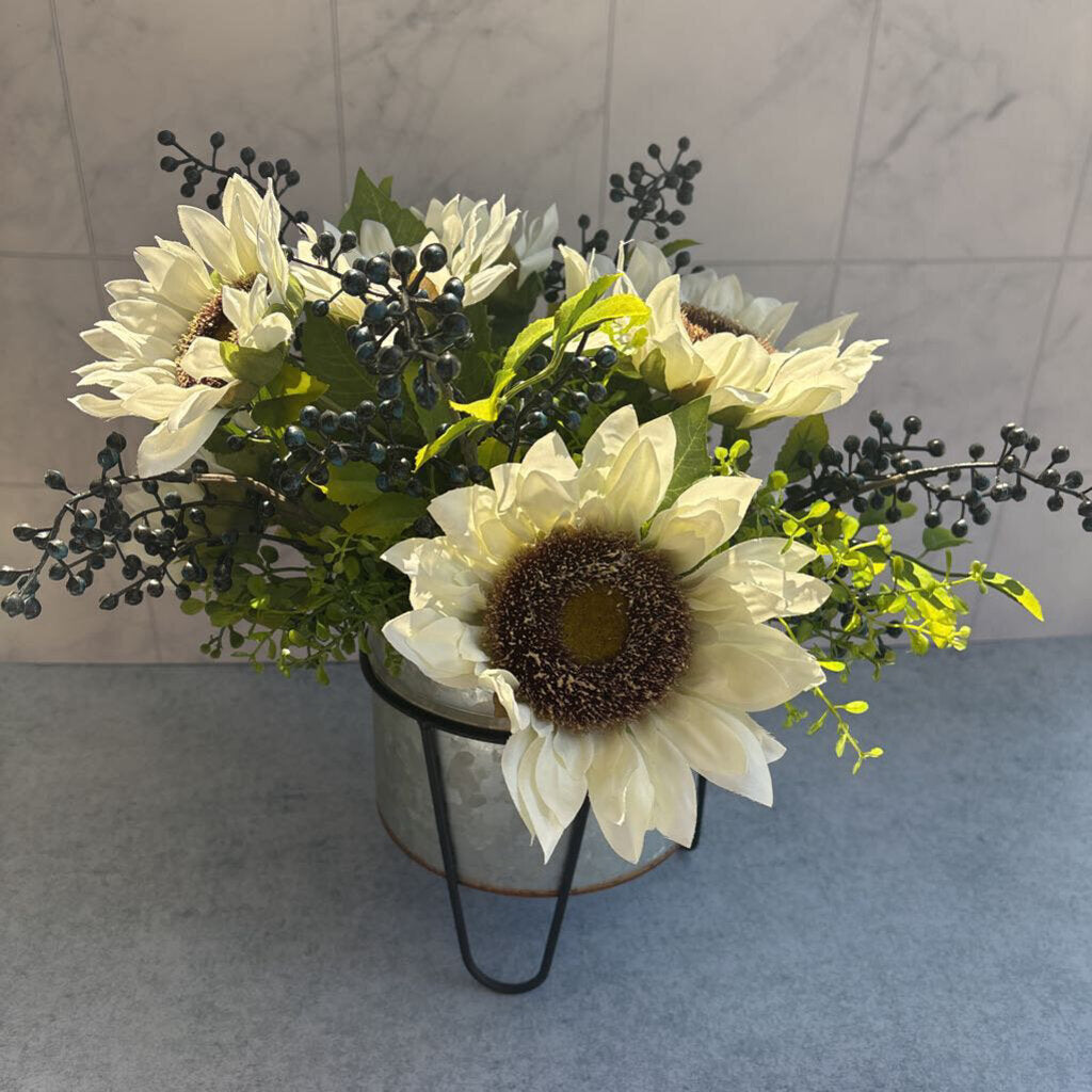 white sunflower tin
