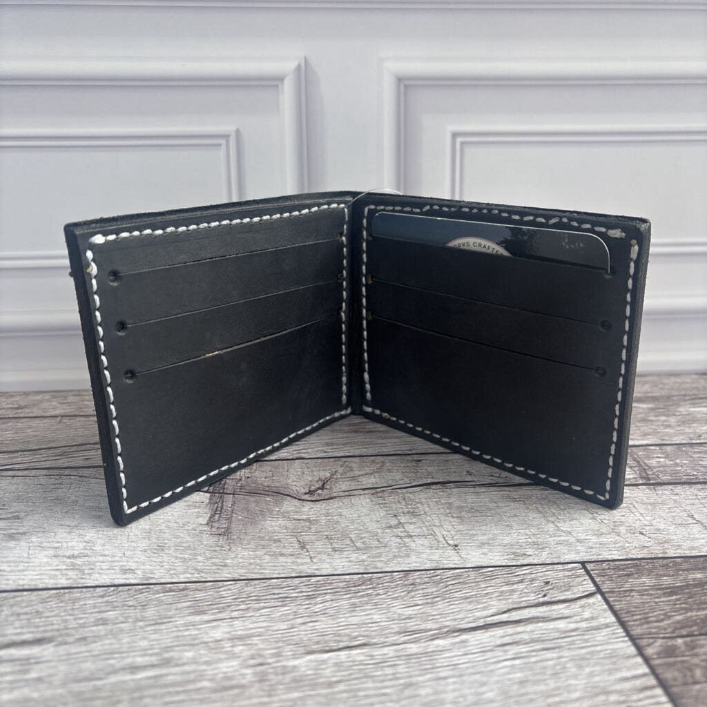 Bifold Wallet - Black Motorcycle Stamped