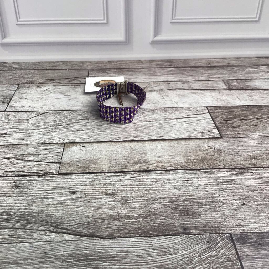 Silver Plated Bracelet - Purple Patterned