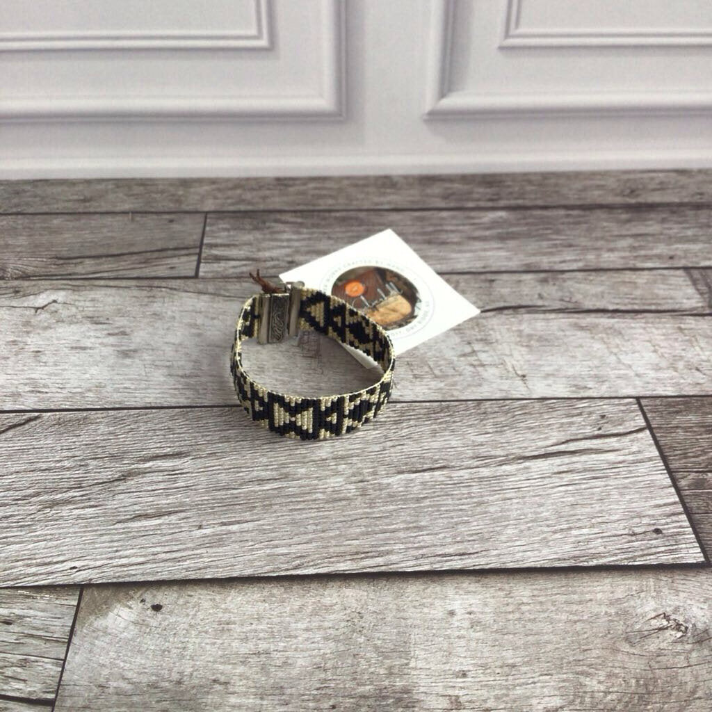 Silver Plated Bracelet - Wide Black Diamond