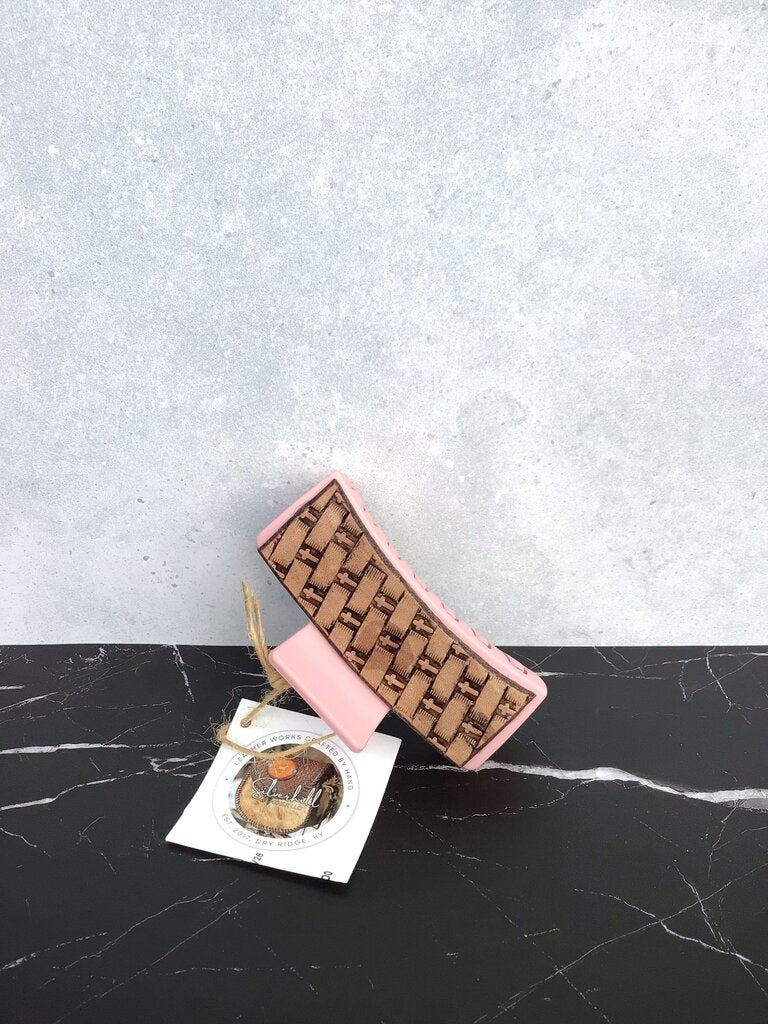Hair Clips - Pink w Braided Crosses