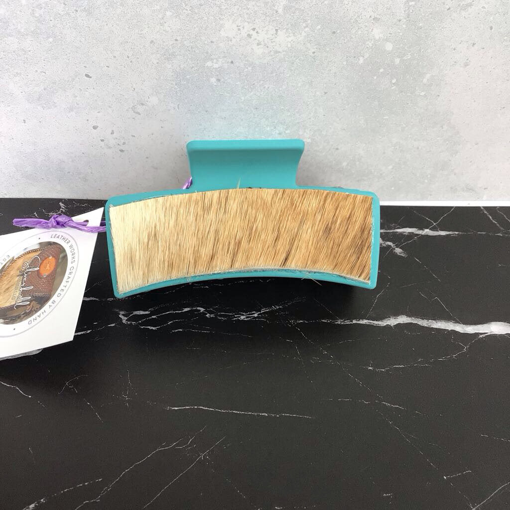 Hair Clips - Blue w Western Cactus Theme