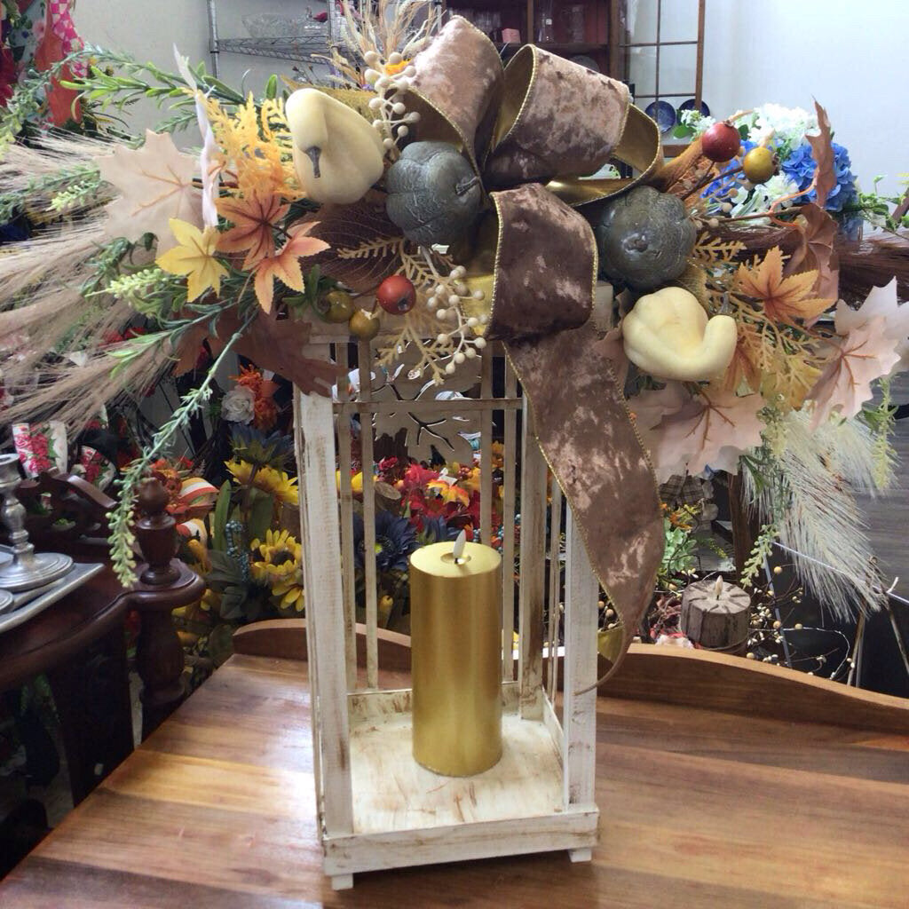 Tall cream lantern