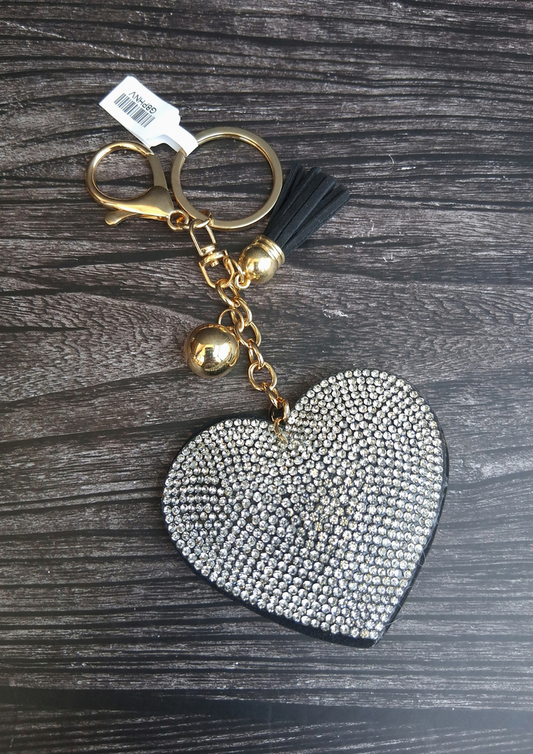 Studded Keychain - Black Heart