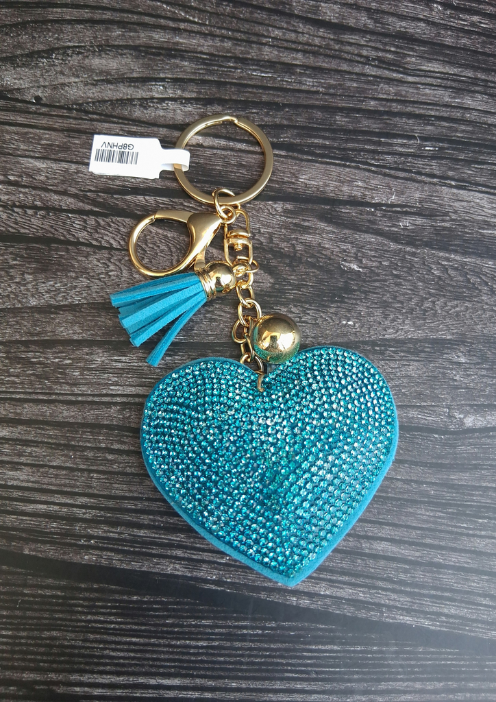 Studded Keychain - Blue Heart