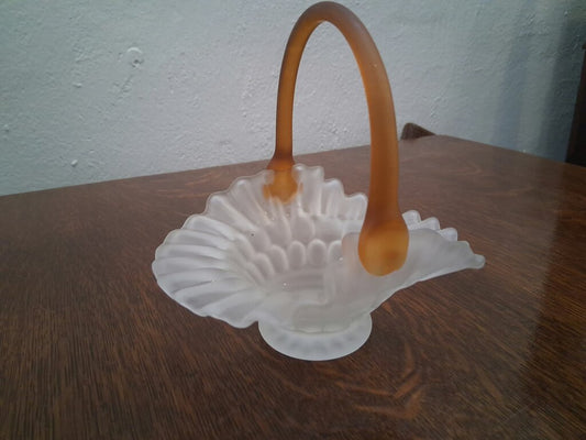Fenton Amber handle bowl