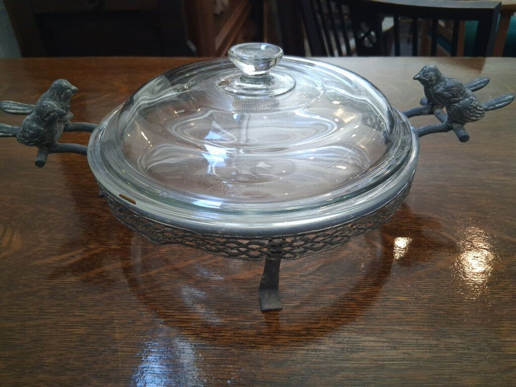 Unique Glassbake Bird Metal Carrier