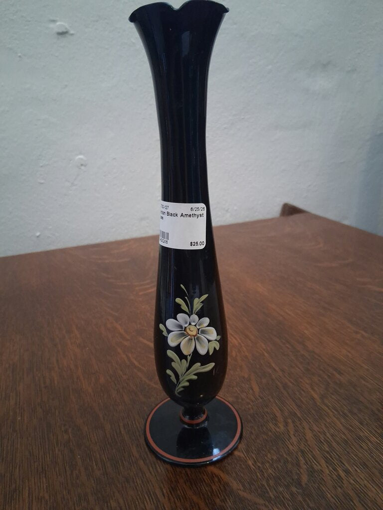 Fenton Black Amethyst Vase