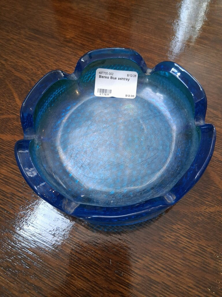 Blenko Blue ashtray
