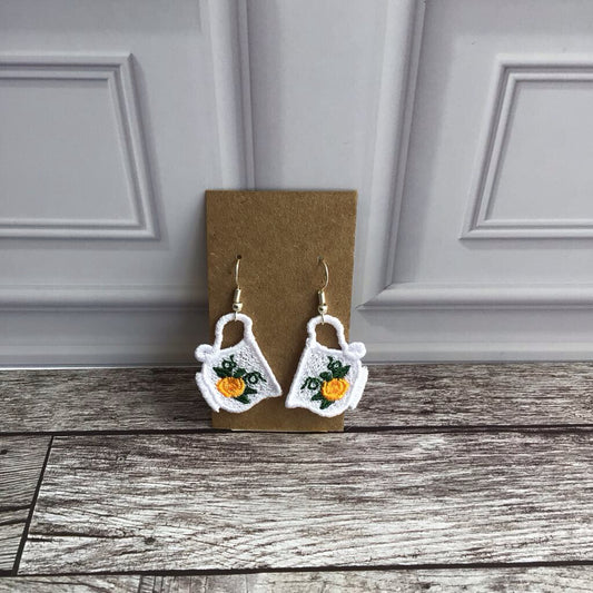 Free Standing Lace Earrings - tea cup