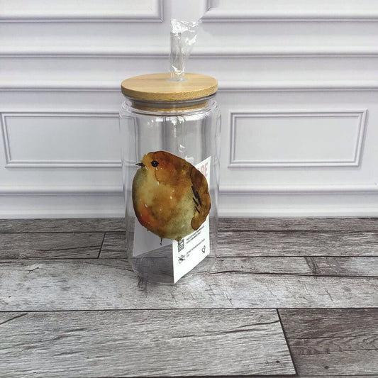 Acrylic Cup and Straw - Fatty Bird Robin