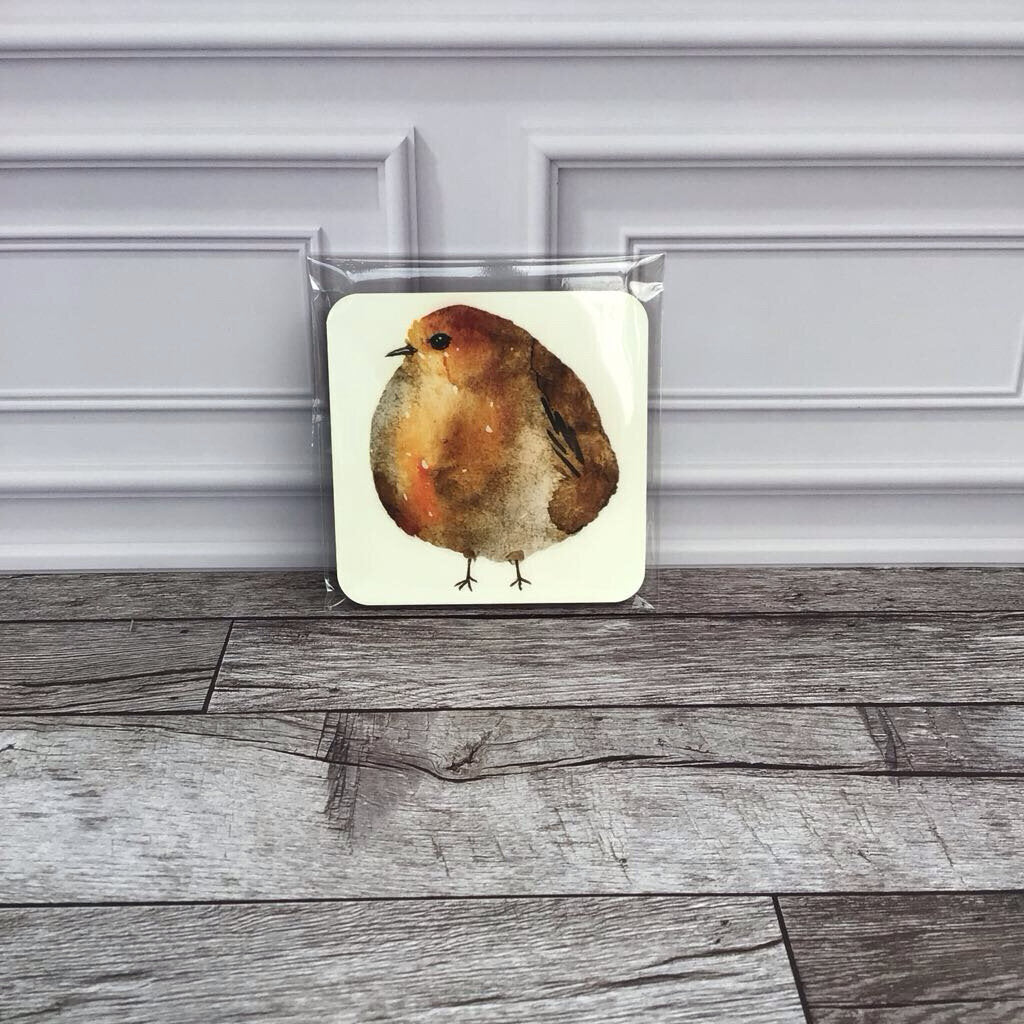 Wood Coaster Fatty Bird Robin