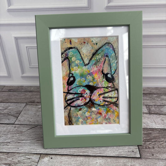 Framed Bunny Rainbow Print