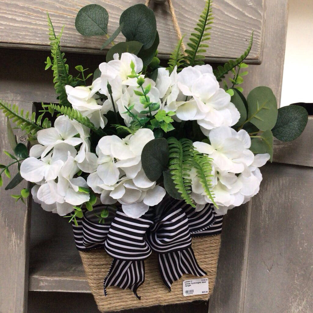 White hydrangea door hanger