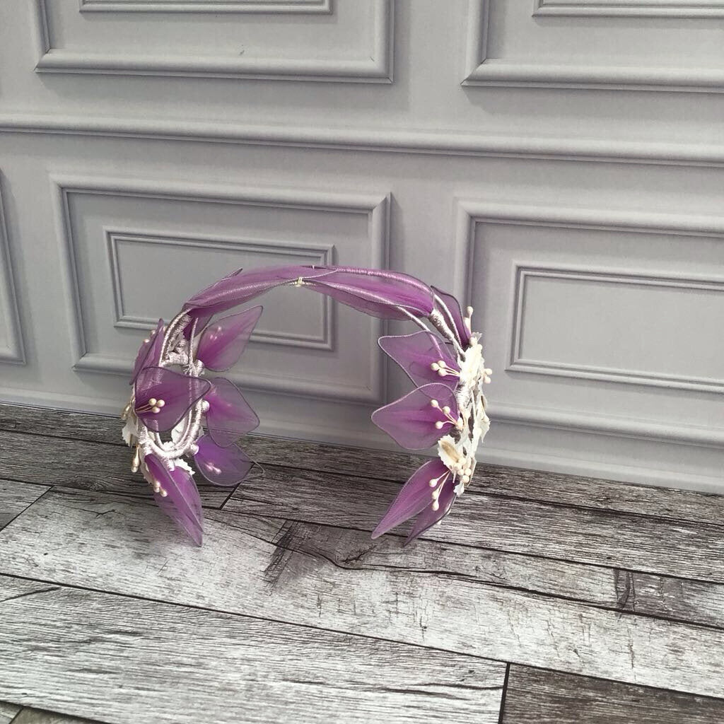 Purple Head Piece with White pearls
