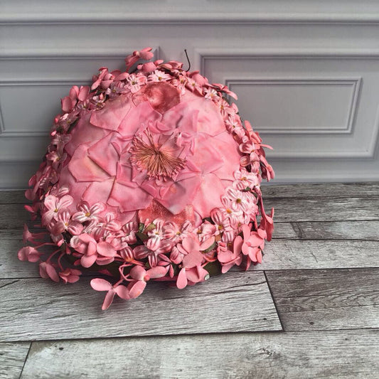 Vintage 1960's Dark & Light Pink Floral Pillbox Hat