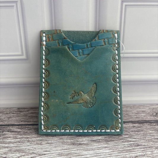 Minimalist Card Wallet - Teal Bird Stamped