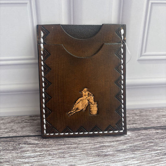 Minimalist Card Wallet - Dark Brown Cowboy Stamped