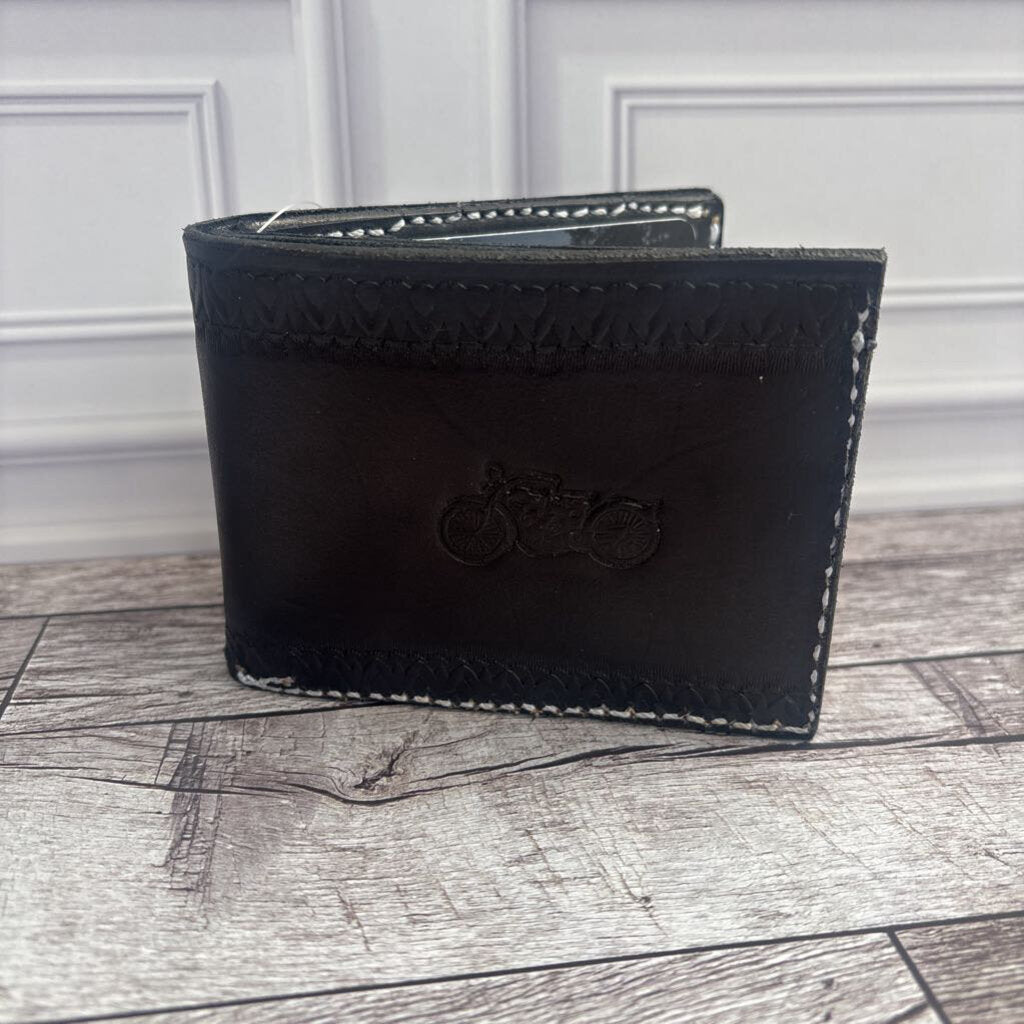 Bifold Wallet - Black Motorcycle Stamped