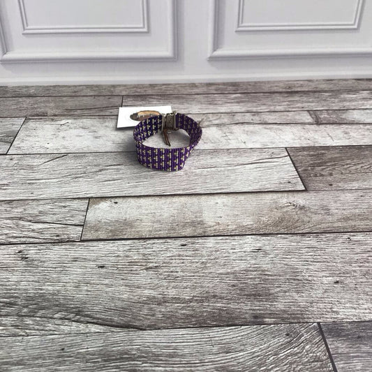 Silver Plated Bracelet - Purple Patterned