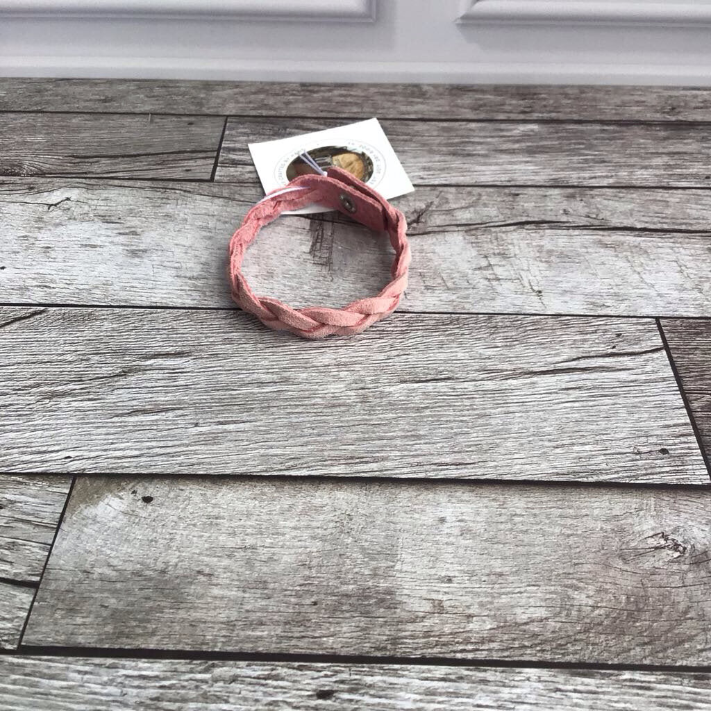 Braided Leather Bracelet - Pink