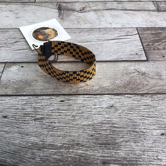 Gold Plated Bracelet - Black, Gold Checkered