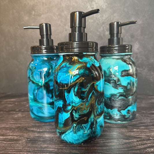 Large Mason Soap Dispenser - Blue
