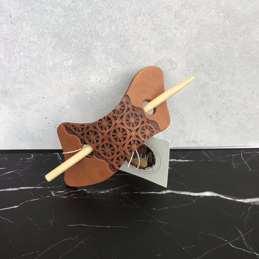 Hair Slide - Brown w Circle Prints