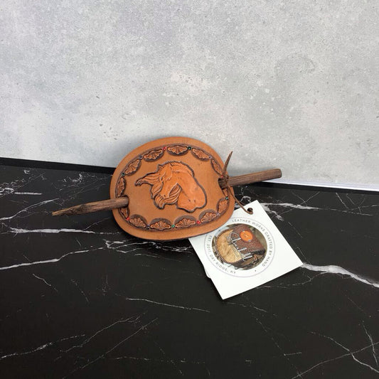 Hair Slide - Brown Horse w Color Border