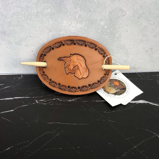 Hair Slide - Brown Horse w Black Border