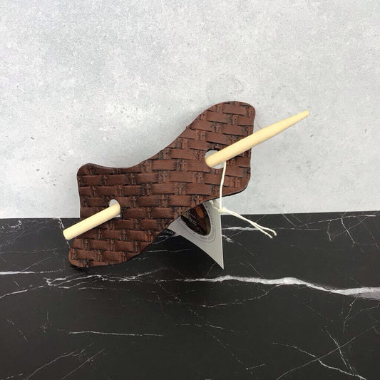 Hair Slide - Dark Brown w Braided Cross Print