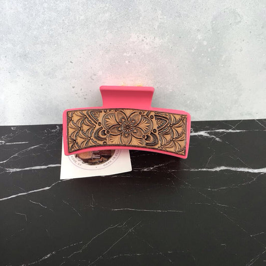 Hair Clips - Pink w Floral Print