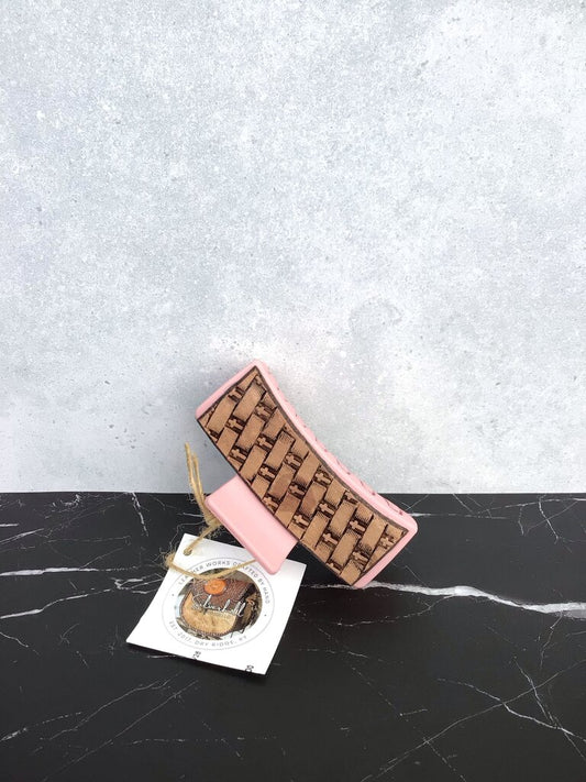 Hair Clips - Pink w Braided Crosses