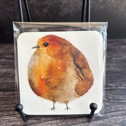 Wood Coaster Fatty Bird Robin