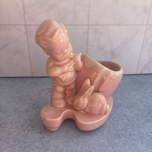 Pink boy and bunny mini planter