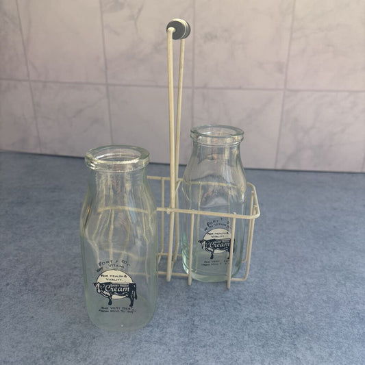 Mini glass Milk jars and carrier