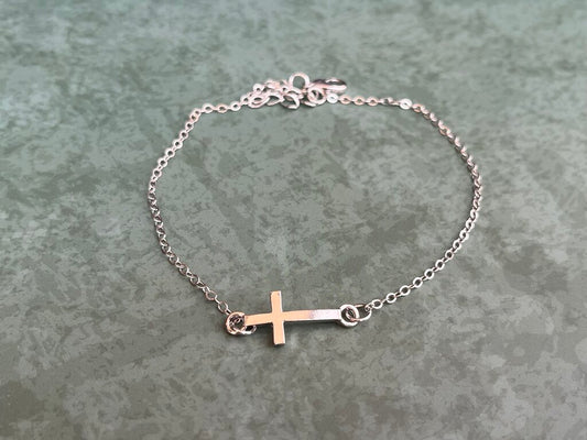 Ankle Bracelet - Silver Chain w Cross