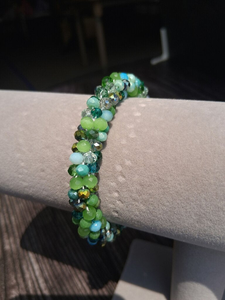 Beaded Glass Bracelet - Green & Teal