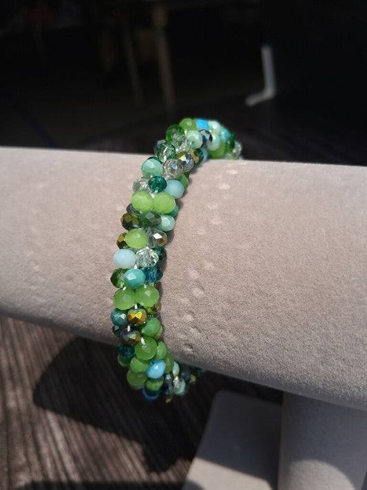 Beaded Glass Bracelet - Green & Teal
