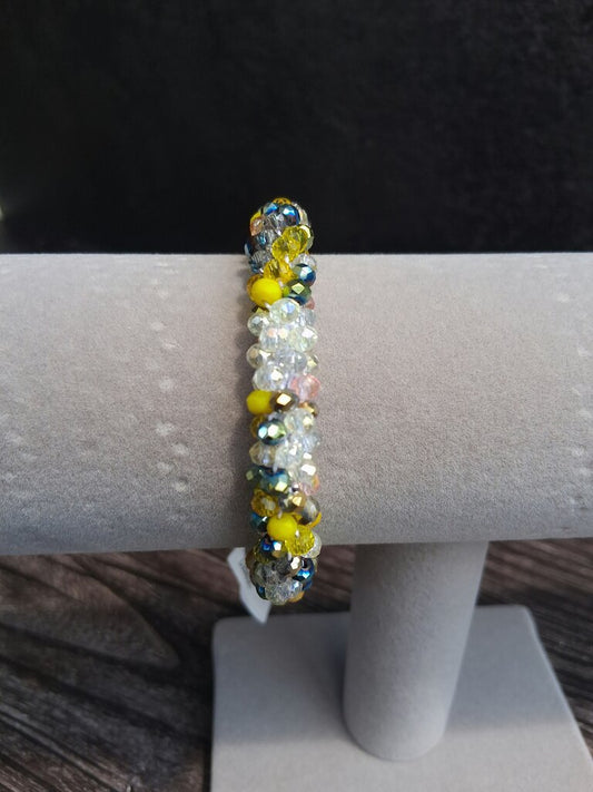 Beaded Glass Bracelet - Yellow & Black