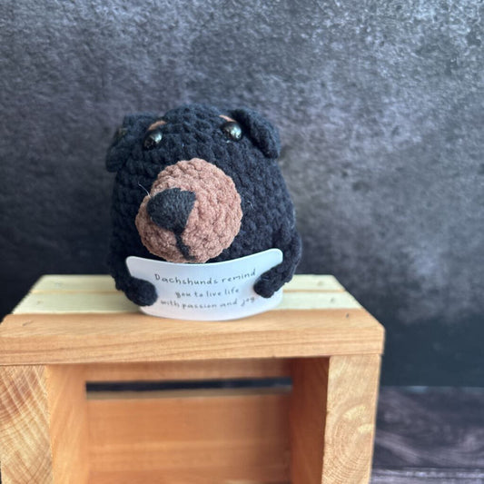 Emotional Support Crochet Dogs - Black Dachshund